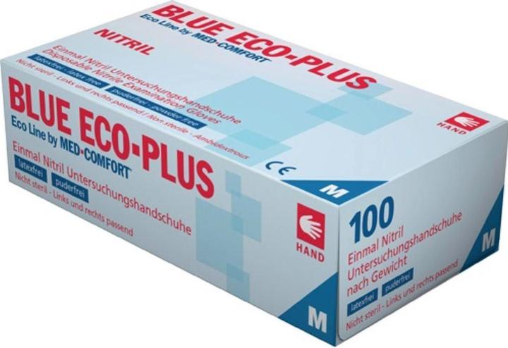 Productafbeelding Med-Comfort Wegwerphandschoen Blauw Eco-Plus Nitril Poedervrij XL, 90 st. (XL)