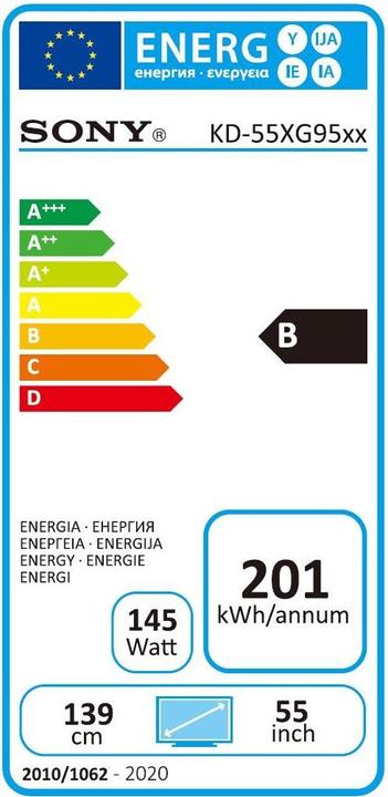 Energy Label Sony KD55XG9505 (55", LCD, 4K, 2019)