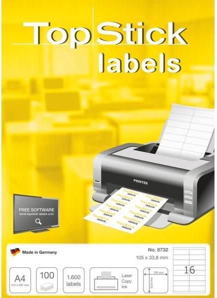 Produktbild TopStick TOP STICK Universal-Etiketten, 105 x 33,8 mm, weiá,100 Blatt