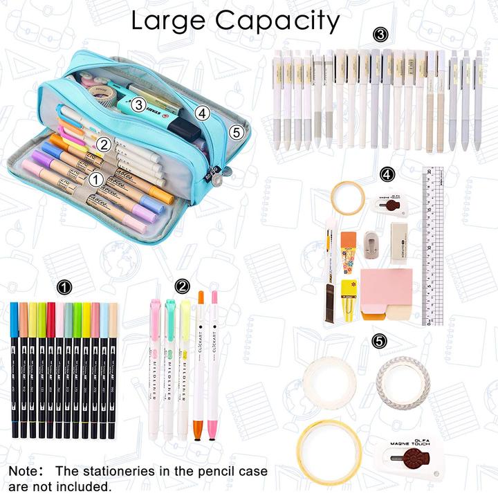 Actual product image Only-Bags.Store Pencil case for school with 3 compartments, large capacity, pencil case, stationery
