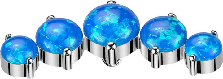 Produktbild Star Piercing Dermal Anchor gebogen silber fünf Opale blau (ohne Messing, Titan G23)