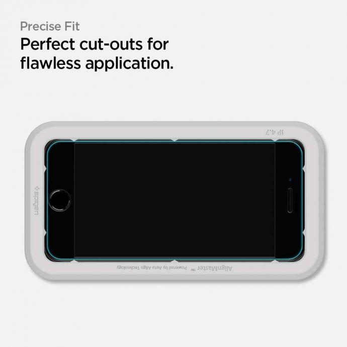 Produktbild Spigen tempered glass ALM GLASS FC for iPhone 7 / 8 / SE 2020 / SE 2022 black (1 Stück, LG K8 2017, Apple iPhone SE (2nd Gen))