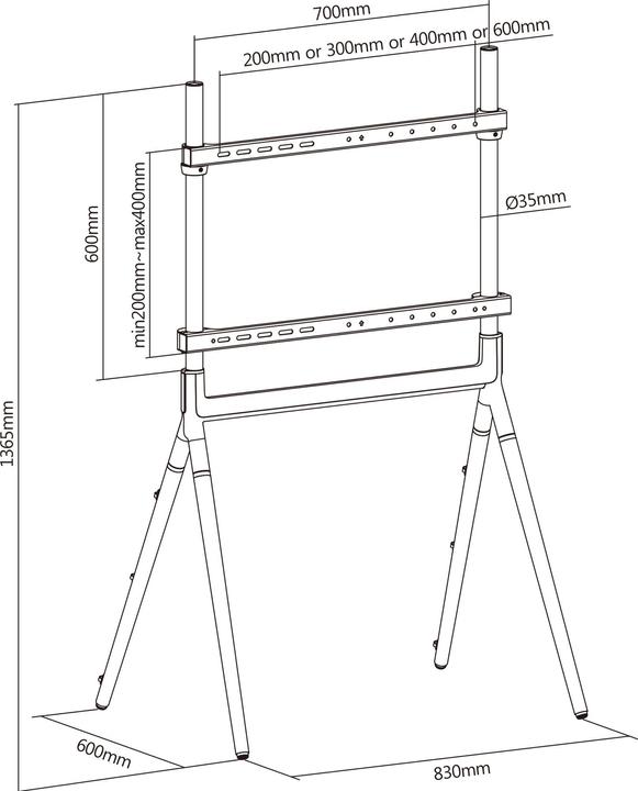 Immagine prodotto InLine woodstand Supporto TV Studio, per TV LED 49"-70" (124-178cm), max 40kg (70", 40 kg)