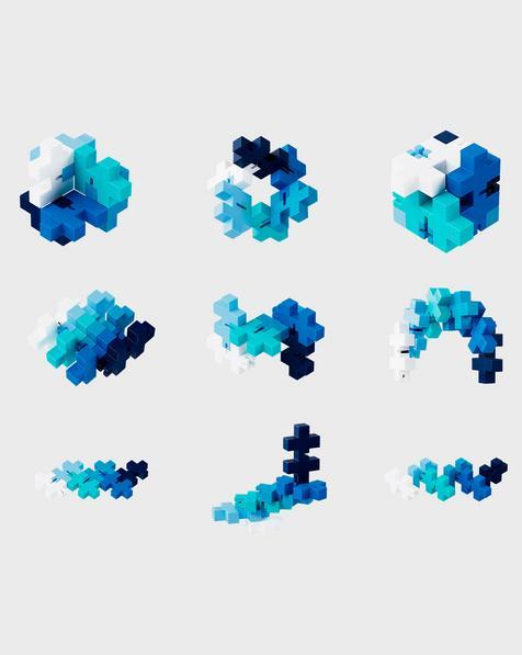 Actual product image Plus-Plus Hexel Flex building blocks, blue