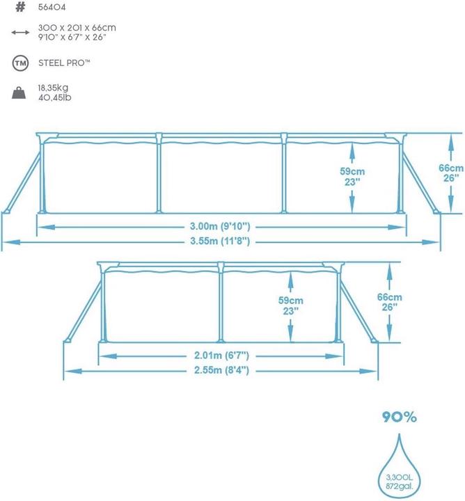 Actual product image Bestway Swimming Pool Steel Pro Rectangular (300 x 201 x 66 cm)