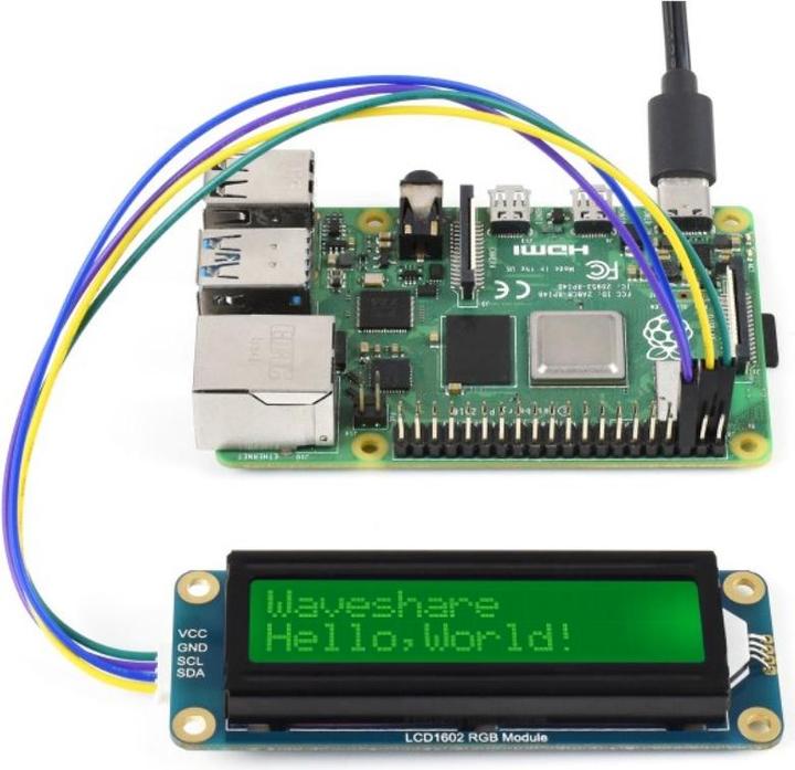 Immagine prodotto WaveShare LCD1602 Display LCD 16x2 I2C con retroilluminazione RGB