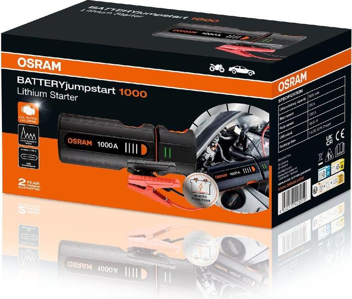 Actual product image Osram OJS020 Fast-charging lithium starter 1000A, 8000mAh (1000 A, 8000 mAh)