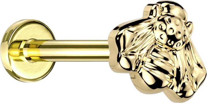 Produktbild Star Piercing Micro Labret Innengewinde vergoldet Biene vergoldet (ohne Messing, Titan G23)