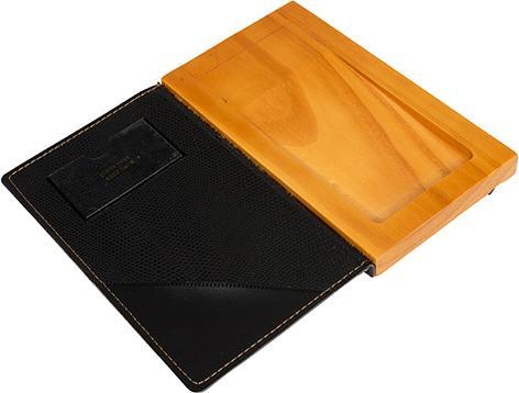Image du produit Securit Porte-factures WOOD, en cuir et bois, noir (1 x)