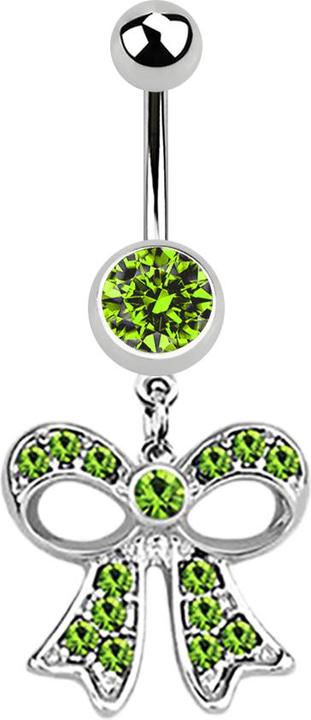 Produktbild Star Piercing Banane silber mit Anhänger Masche hellgrün (Chirurgenstahl 316L)