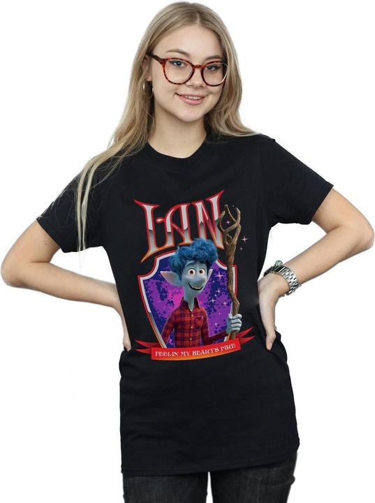 Actual product image Disney Womens/Ladies Onward Ian Heart's Fire Cotton Boyfriend T-Shirt (5XL)