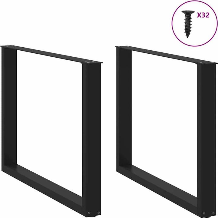 Actual product image VidaXL Coffee table legs U-shape 2 pcs. black 100x(72-73) cm steel table leg