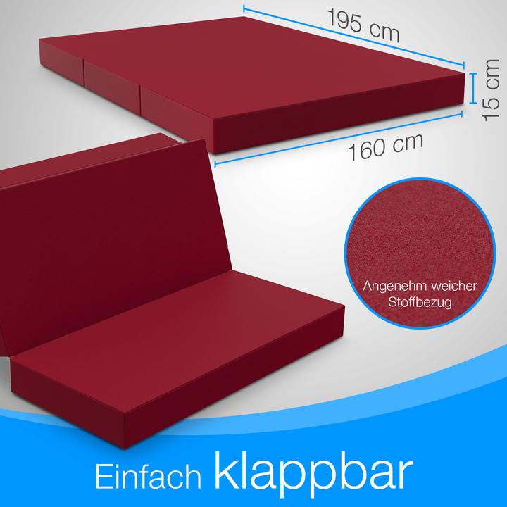 Image du produit Bestschlaf Klappmatratze, 3-teilige Faltmatratze, Reisebett, Gästematratze (160 x 195 cm, Noyau de mousse)