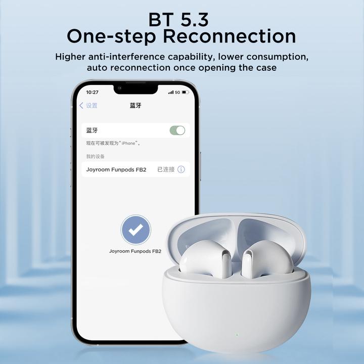 Produktbild Joyroom Funpods Series JR-FB2 Half in-ear Wireless Headphones - White (35 h, Kabellos)
