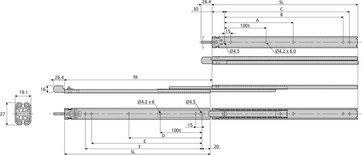 Actual product image Accuride Full-extension ball bearing slides 2731 CL with locking device