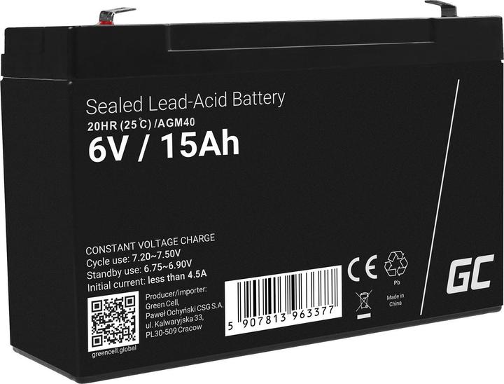 Produktbild GreenCell Battery AGM VRLA 6V 15Ahh - Batterie - 15.000 mAh (6 V, 15 Ah)