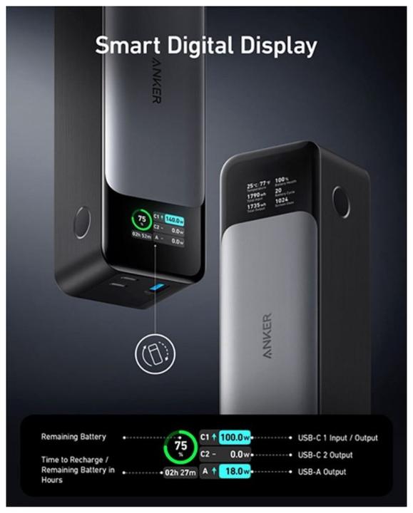 Produktbild Anker 737 (PowerCore 24K) (24000 mAh, 140 W, 88.80 Wh)