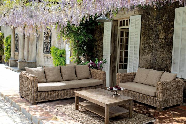 Produktbild Bizzotto Gartensofa Rattan mit Kissen Fortaleza (3-Sitzer)