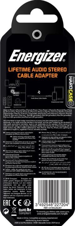 Produktbild Energizer Lifetime Audio Stereo Cable Adapter (0.11m) white