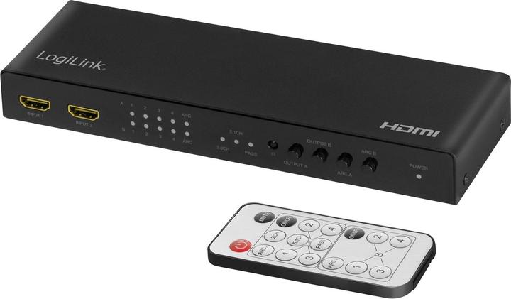 Produktbild LogiLink Switch 4x2 HDMI, 4K 60Hz, auf Pult