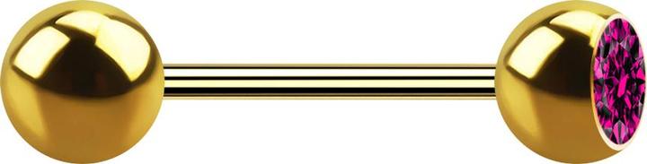 Actual product image Star Piercing Micro barbell gold-plated with ball and ball crystal fuchsia (Surgical steel 316L, without brass)