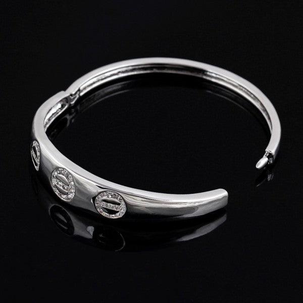 Immagine prodotto Hermex LUSSO Bracciale Bangle Placcato Platino Charms Zirconia - Platino (Lega di rame-nichel)