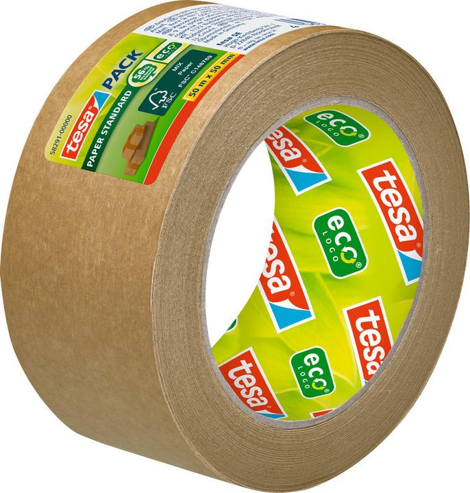 Produktbild tesa tesapack PAPER STANDARD Verpackungsband - 56 % biobasiertes Material - recyclingfreundlich (50 mm)