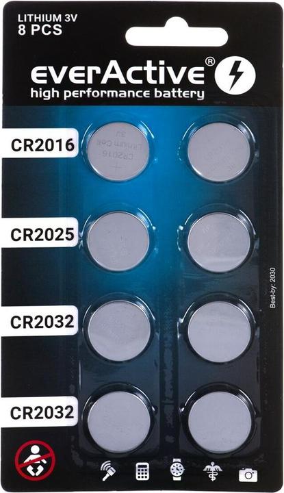 Actual product image Everactive LITHIUM BATTERY KIT, 4X CR2032, 2X CR2025, 2X CR2016 CRMIX8BL (CRMIX8BL) - Batte (8 pcs., CR2032, CR2016, CR2025)