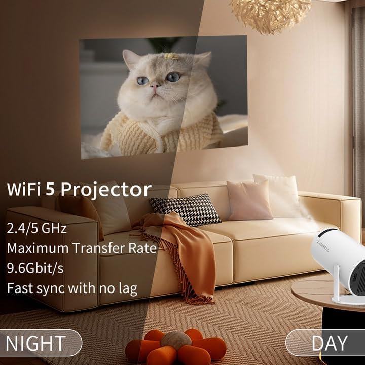Actual product image Lqwell HY300 PRO Mini Beamer mit Android 11, WiFi 6, Bluetooth 5.0 (4K, 160 lm)