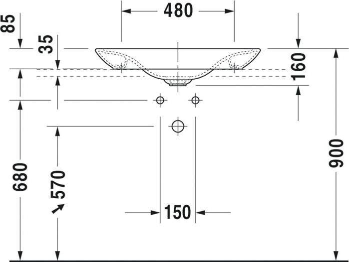 Actual product image Duravit Countertop basin PURAVIDA + o ÜL HLB 700x465mm closed o HL white (465 mm, 700 mm)