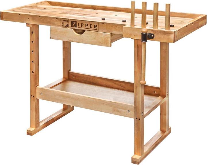 Holzmann H050100001 Workbench WB 126 (W x H x D) 1260 x 840 x 610 mm - Weight: 25 kg- Pro (126 cm, 62 cm)
