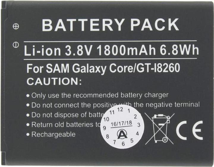 Actual product image AccuCell Battery Samsung Galaxy Core, Core Plus, Samsung GT-I8260