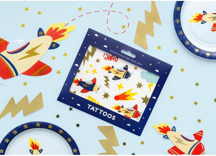 Produktbild Partydeco Tattoo Set Flugzeug