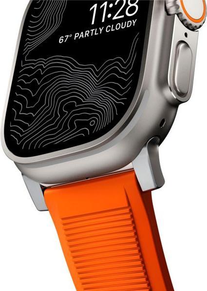 Immagine prodotto Nomad Cinturino rugged -ranneke, Apple Watch 49 / 45 / 44 /, oranssi / hopea (45 mm, 44 mm, 42 mm, 49 mm, Materiale sintetico, Apple Watch Series 9)