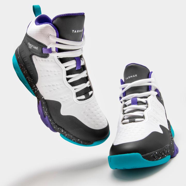 Immagine prodotto Tarmak Scarpe da basket intermedie da bambino SS500H - Bianco/Nero/Viola (34)