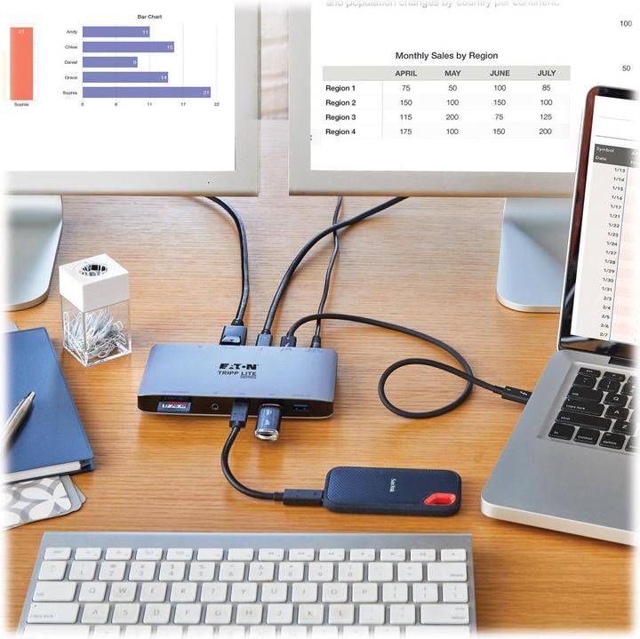 Produktbild Eaton Thunderbolt 3 Dock with USB-C Compatibility Dual Display - 8K DisplayPort USB 3.2 Ge (Thunderbolt, 2 Ports)