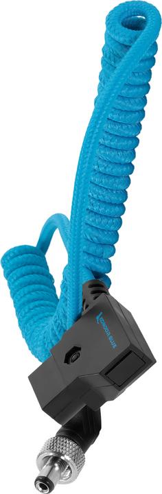 Actual product image Kondor Blue Coiled D-Tap to Locking DC 2.1MM Right Angle Cable (0.81 m)