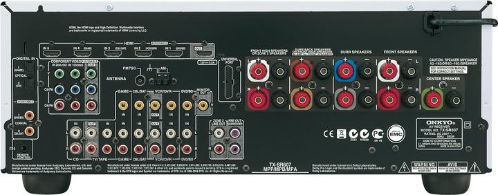 Produktbild Onkyo TX-SR607, 7.2 Receiver, Dolby Logic IIz, Schwarz (Receiver)