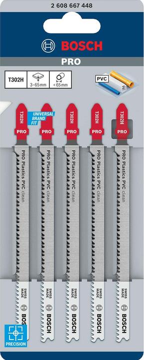 Image du produit Bosch Professional Zubehör Lame de scie sauteuse PRO Plastics PVC clean T302H, 132 mm, 5 pcs.