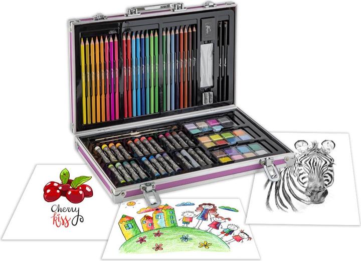 Actual product image Nassau Art set 79 pcs in metal box, purple - 36x23cm - (K-AR0926/GE)