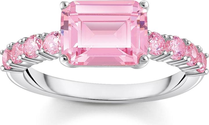 Produktbild Thomas Sabo Solitärring mit pinkfarbenen Steinen Silber (56, 925 Silber)