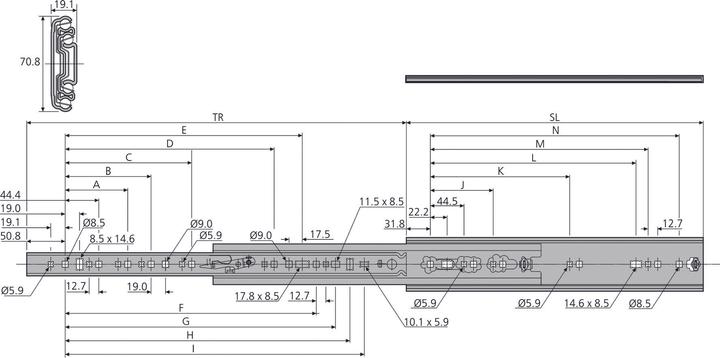 Actual product image Accuride Extension rail