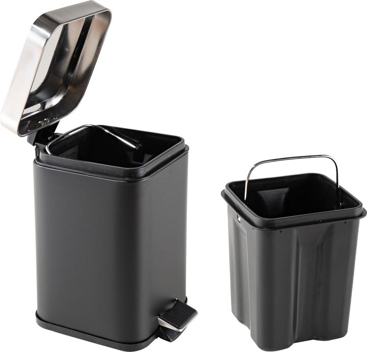 Image du produit HTI-Living Poubelle à pédale carrée Jannik 3 litres noir argenté (3 l)