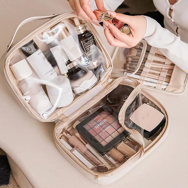 Produktbild Only-Bags.Store Mehrschichtige quadratische Kosmetiktasche Wasserdichtes PU Reise Makeup Etui