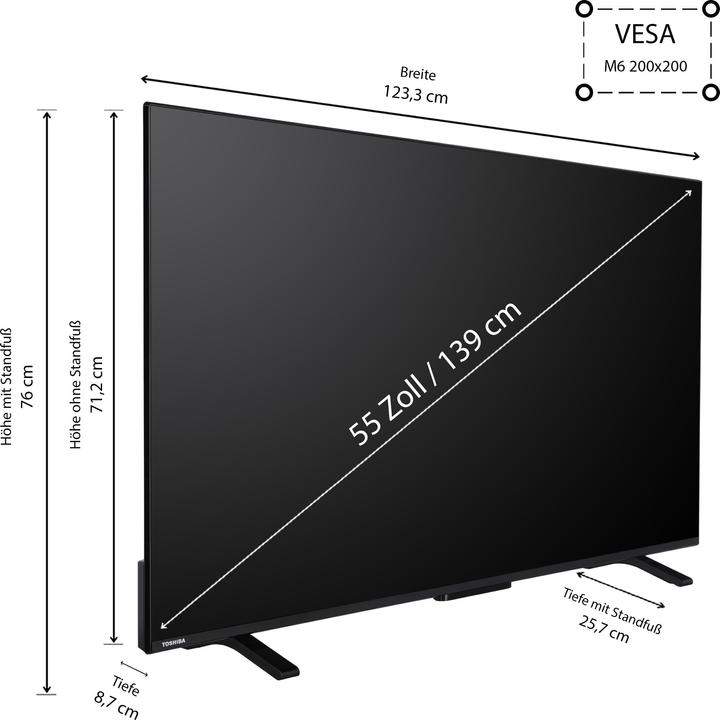 Image du produit Toshiba 55UV2363DAN Téléviseur 55 pouces / VIDAA Smart TV (4K UHD, Dolby Vision HDR, triple tuner) (55", LED, 4K, 2024)