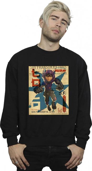Actual product image Disney Mens Big Hero 6 Baymax Hiro Newspaper Sweatshirt (L)