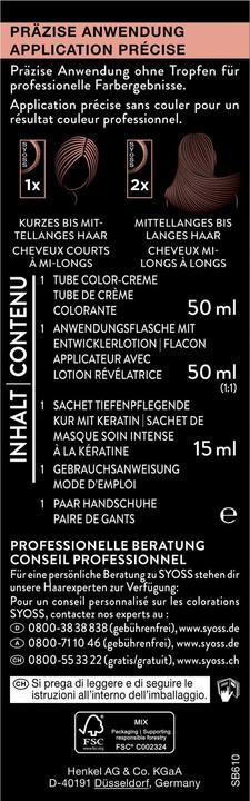 Nutritional values and ingredients Syoss Permanent colouration (6_1 Natural Dark Blonde)