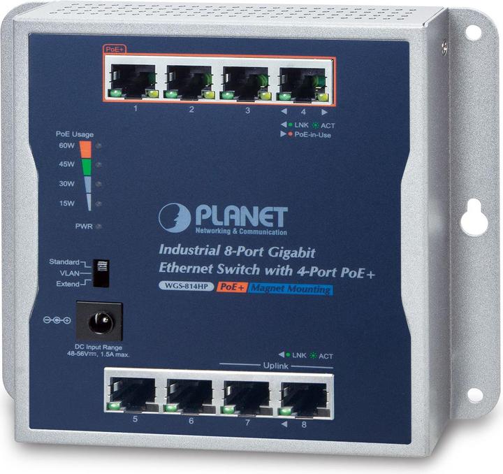 Immagine prodotto Planet Industriale a 8 porte GE a 4 porte PoE+ a parete (8 Porti)