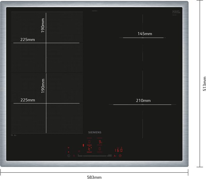 Produktbild Siemens iQ700, Induktionskochfeld, 60 cm, Schwarz, Mit Rahmen aufliegend, EX645HEC1E