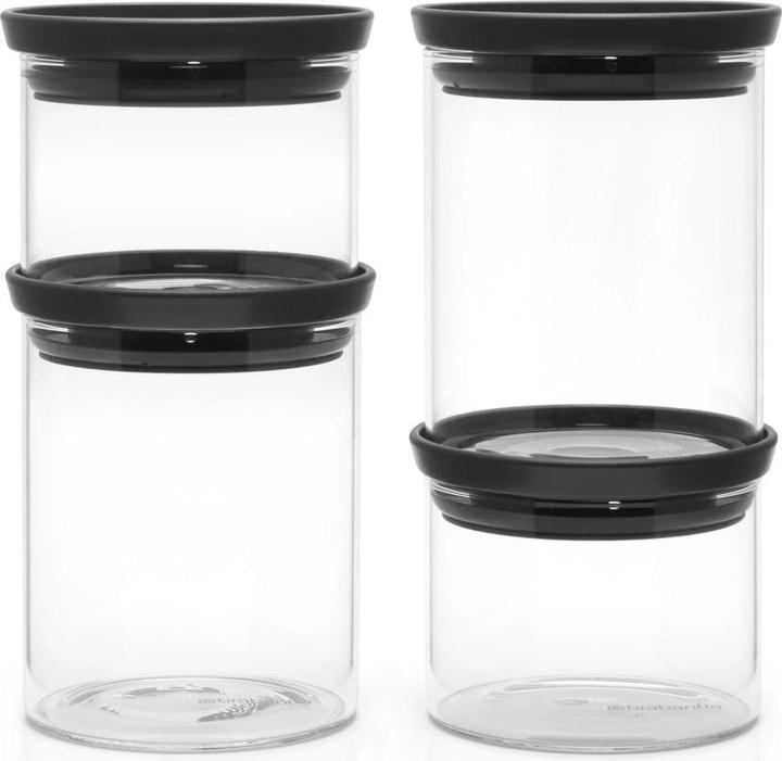 Brabantia Voorraadpotten - Stapelbaar - 2x 0.3 l & 2x 0.6 l - Dark Grey (0.30 l)